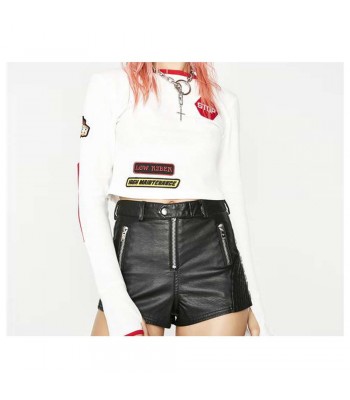 Women Gothic Biker Babe Moto Short 